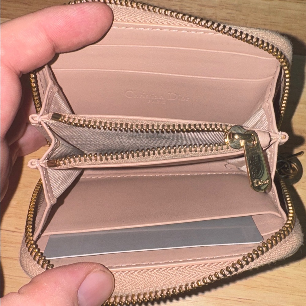 Dior Beige heart cannage Quilted zippy coin card holder compact wallet - Picture 7 of 13